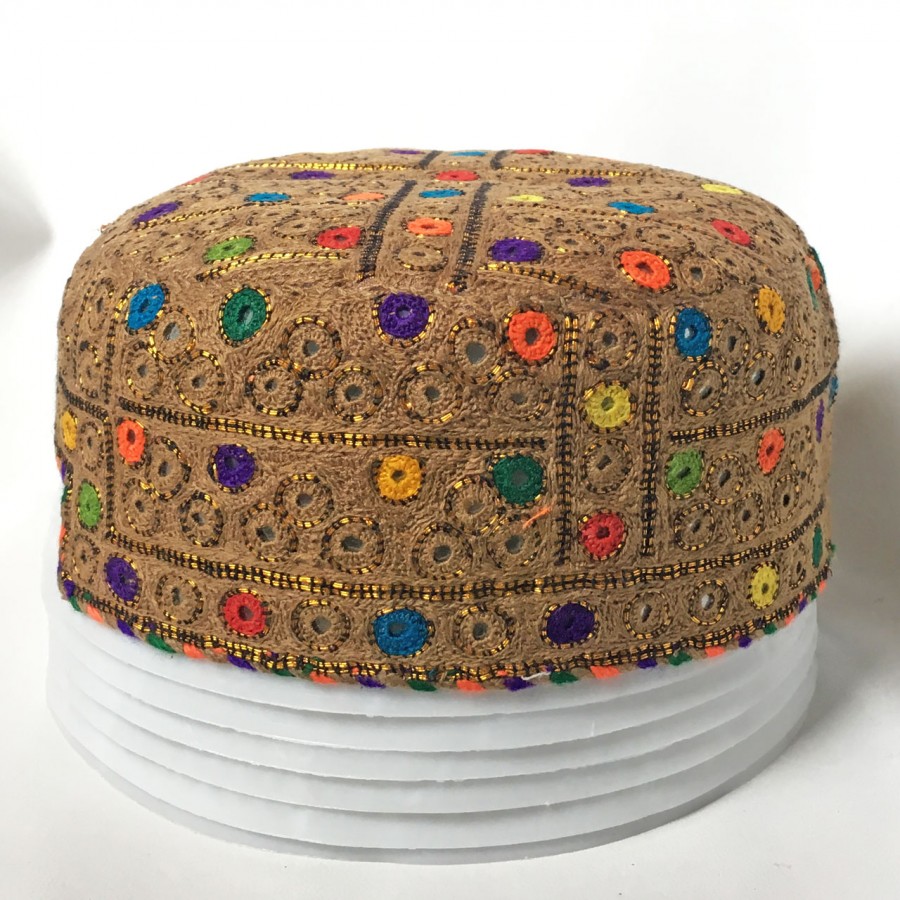 Khaki Mutlicolor Bugti / Balochi Cap or Topi MKC-873